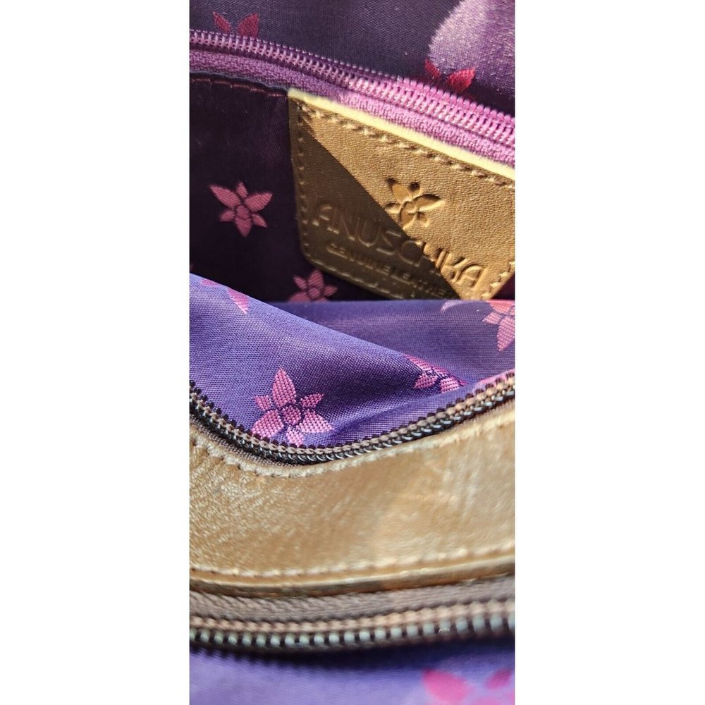 Anuschka Twin Top Wallet Wrislet Organizer Makeup Bag Tooled Waves Small Purse - Picture 8 of 16